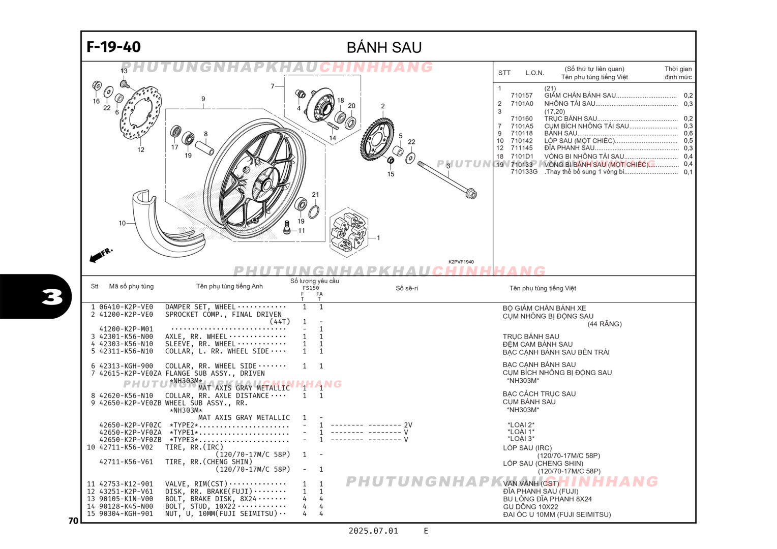 F19-40 - BÁNH SAU - HONDA WINNER R 150 (K2PT)