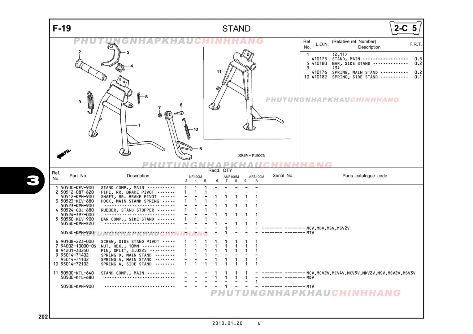 F19 - CHÂN CHỐNG - HONDA WAVE A A+ZX S RS 100