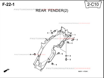 F22-1 – CHẮN BÙN SAU (2) – HONDA WAVE A A+ZX S RS 100