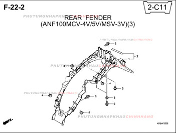 F22-2 – CHẮN BÙN SAU (3) – HONDA WAVE A A+ZX S RS 100