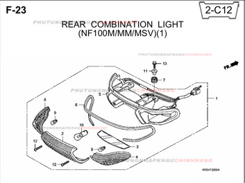 F23 – CỤM ĐÈN HẬU – HONDA WAVE A A+ZX S RS 100