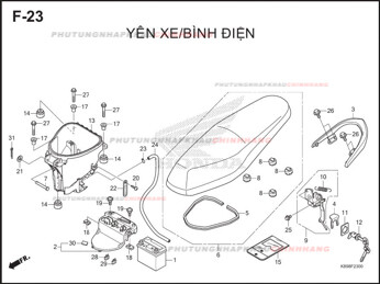F23 – YÊN XE BÌNH ĐIỆN – HONDA WAVE ALPHA 110 (K89)