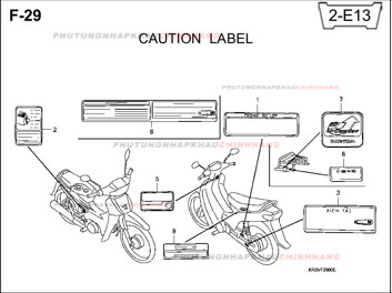 F29 – NHÃN CẢNH BÁO – HONDA WAVE A A+ZX S RS 100