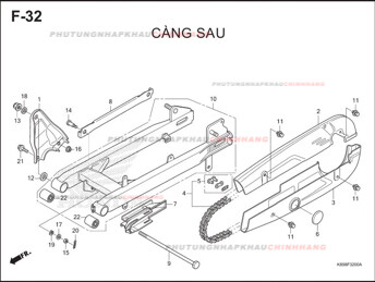 F32 – CÀNG SAU – HONDA WAVE ALPHA 110 (K89)