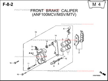 F8-2 – NGÀM PHANH TRƯỚC – HONDA WAVE A A+ZX S RS 100
