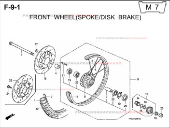 F9-1 – BÁNH TRƯỚC (NAN HOA-ĐĨA) – HONDA WAVE A A+ZX S RS 100