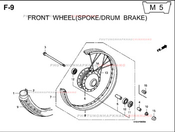 F9 – BÁNH TRƯỚC (NAN HOA-ĐÙM) – HONDA WAVE A A+ZX S RS 100