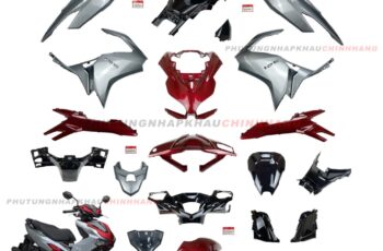 Bộ dàn áo Air Blade 125 2025 màu Bạc Đỏ Đen bản Cao Cấp (20 món), Dàn vỏ nhựa màu AB 125 4 val 2022 2023 2024