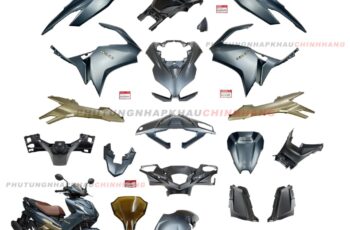 Bộ dàn áo Air Blade 160 2025 màu Xanh Xám Nhám bản Đặc Biệt (20 món), Dàn vỏ nhựa màu AB 160 4 val 2022 2023 2024