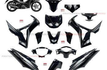 Bộ dàn áo Future 125 2014 2015 màu Đen Bóng (14 món) chính hãng, Dàn vỏ nhựa màu Fu mập, Fu béo 125 2012 2013 2016 2017