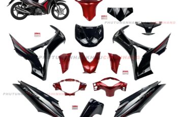 Bộ dàn áo Future 125 2014 2015 màu Đen Đỏ (14 món) chính hãng, Dàn vỏ nhựa màu Fu mập, Fu béo 125 2012 2013 2016 2017