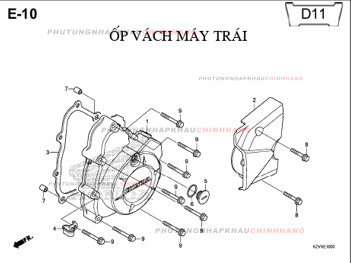 E10 – ỐP VÁCH MÁY TRÁI – HONDA DREAM 110 (KZV)