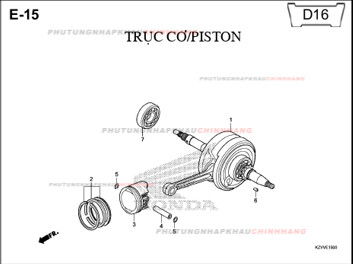 E15 – TRỤC CƠ PISTON – HONDA DREAM 110 (KZV)