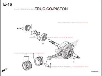E16 – TRỤC CƠ PISTON – HONDA MSX 125 (K26R)