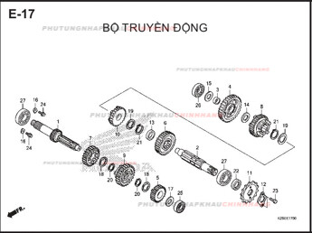 E17 – BỘ TRUYỀN ĐỘNG – HONDA MSX 125 (K26R)