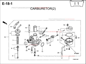 E18-1 – BỘ CHẾ HÒA KHÍ (2) – HONDA FUTURE II NEO X 125