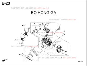 E23 – BỘ HỌNG GA – HONDA CBR 150R (K45R)