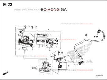 E23 – BỘ HỌNG GA – HONDA MSX 125 (K26R)