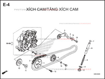 E4 – XÍCH CAM TĂNG CAM – HONDA MSX 125 (K26R)