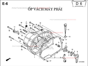 E6 – ỐP VÁCH MÁY PHẢI – HONDA DREAM 110 (KZV)