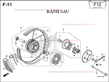 F11 – BÁNH SAU – HONDA DREAM 110 (KZV)