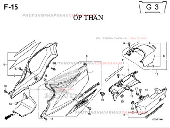 F15 – ỐP THÂN – HONDA DREAM 110 (KZV)