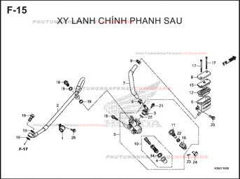 F15 – XY LANH CHÍNH PHANH SAU – HONDA MSX 125 (K26R)