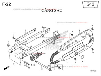 F22 – CÀNG SAU – HONDA DREAM 110 (KZV)