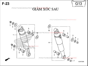 F23 – GIẢM XÓC SAU – HONDA DREAM 110 (KZV)