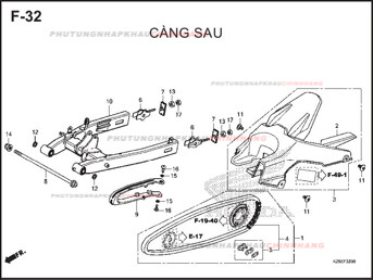F32 – CÀNG SAU – HONDA MSX 125 (K26R)