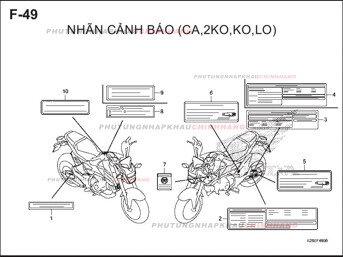 F49 – NHÃN CẢNH BÁO (1) – HONDA MSX 125 (K26R)