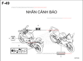 F49 – NHÃN CẢNH BÁO – HONDA CBR 150R (K45R)
