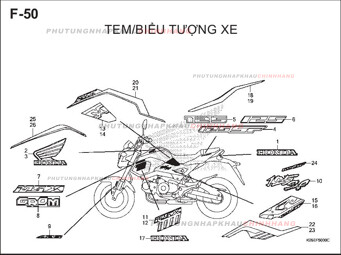 F50 – TEM BIỂU TƯỢNG – HONDA MSX 125 (K26R)