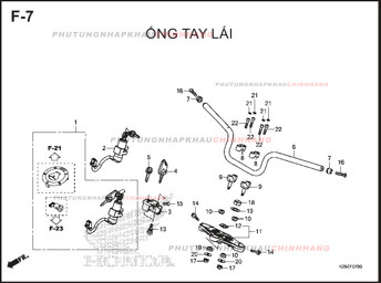F7 – ỐNG TAY LÁI – HONDA MSX 125 (K26R)