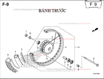 F9 – BÁNH TRƯỚC – HONDA DREAM 110 (KZV)