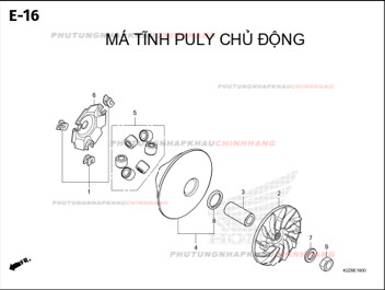 E16 – MÁ TĨNH PULY CHỦ ĐỘNG – HONDA AIR BLADE 125-160 (K3AT-K2ZT)