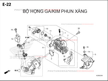 E22 – BỘ HỌNG GA KIM PHUN – HONDA AIR BLADE 125-160 (K3AT-K2ZT)