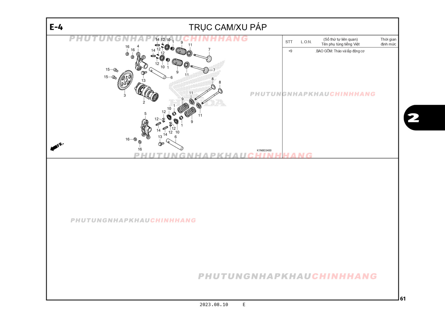 E4 - TRỤC CAM XU PÁP - HONDA SH MODE 125 (K1N)