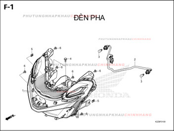 F1 – ĐÈN PHA – HONDA AIR BLADE 125-160 (K3AT-K2ZT)