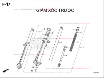 F17 – GIẢM XÓC TRƯỚC – HONDA AIR BLADE 125-160 (K3AT-K2ZT)