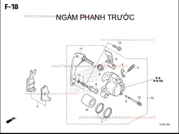 F18 – NGÀM PHANH TRƯỚC – HONDA AIR BLADE 125-160 (K3AT-K2ZT)
