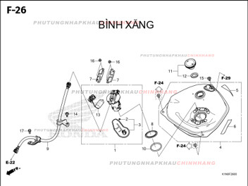 F26 – BÌNH XĂNG – HONDA SH MODE 125 (K1N)