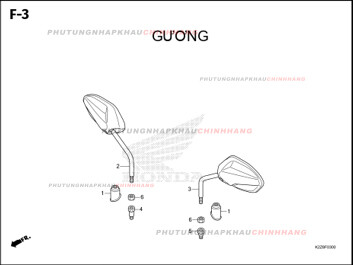 F3 – GƯƠNG – HONDA AIR BLADE 125-160 (K3AT-K2ZT)