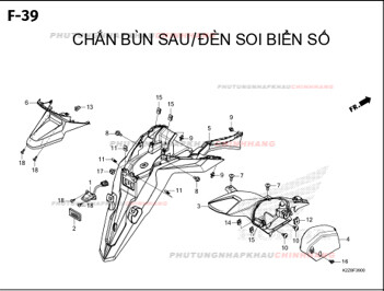 F39 – CHẮN BÙN SAU ĐÈN SOI BS – HONDA AIR BLADE 125-160 (K3AT-K2ZT)