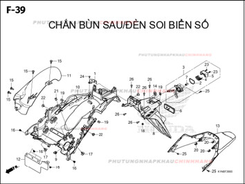 F39 – CHẮN BÙN SAU ĐÈN SOI BS – HONDA SH MODE 125 (K1N)