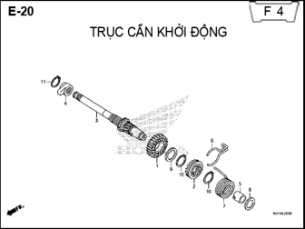 E20 – TRỤC CẦN KHỞI ĐỘNG – HONDA WAVE RSX 110 (K07)