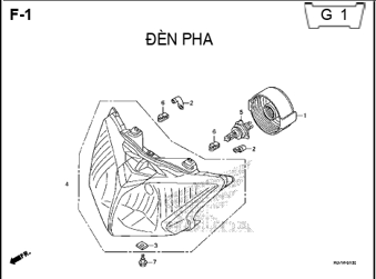 F1 – ĐÈN PHA – HONDA WAVE RSX 110 (K07)
