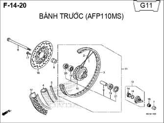 F14-20 – BÁNH TRƯỚC – HONDA WAVE RSX 110 (K07)