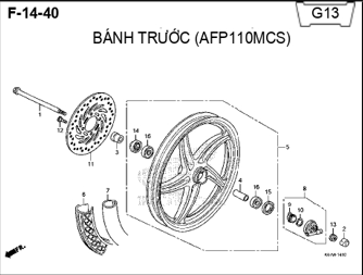 F14-40 – BÁNH TRƯỚC (ĐÚC) – HONDA WAVE RSX 110 (K07)
