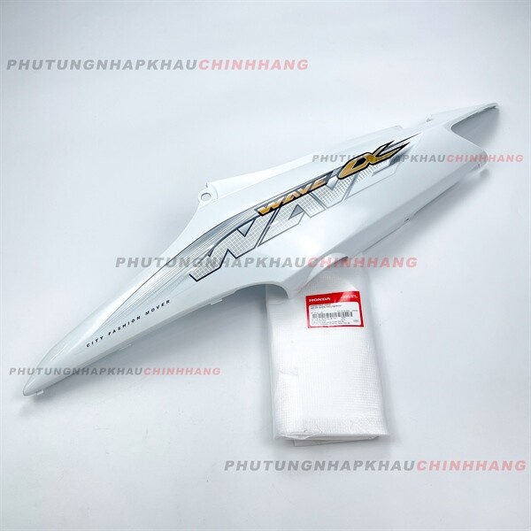 Ốp sườn trái Wave alpha 100 2006 2007 2008 2009 2010 trắng tem 13, ốp thân trái alpha 2011 2012 2013 2014 2015 2016 - 64650KWYA30ZC